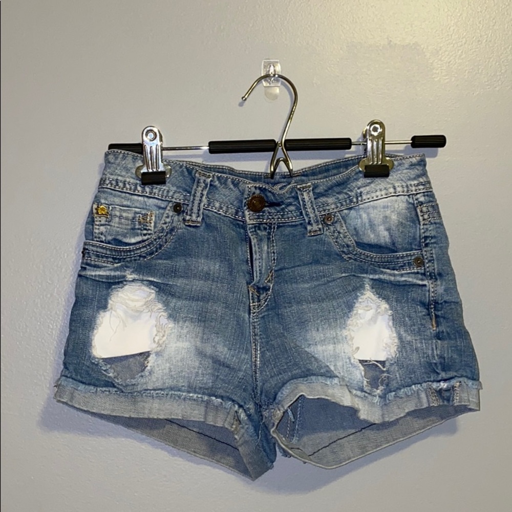 Ripped jean shorts